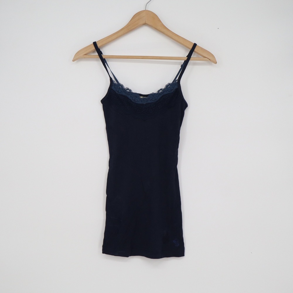 WHO.A.U Navy Blue Lace Trim Cami Top XS WHRN22111C NWT Adjustable Straps